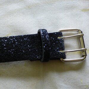VINTAGE BLACK GLITTER PANT / SKIRT BELT PREOWNED TOTAL OF 41" LONG